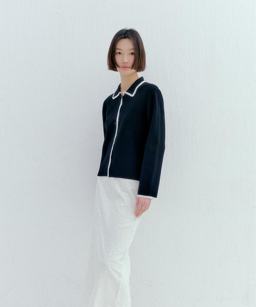 Ohkukka Lace-Trimmed Knit Jacket - Black