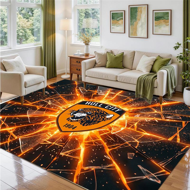 Hull City Fußball Design Kristall Samt Teppich Weiche Dekorative Matte für Schlafzimmer Eingang