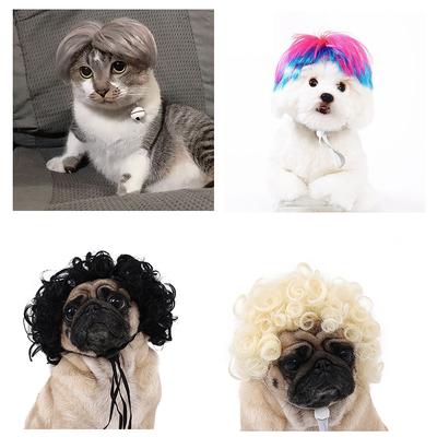 Cat Dog Pet Wigs Headdress Funny Costume Puppy Cross-Dressing Cosplay Dress Up Cute Pets Hair Set Funny Props Head Accessories
