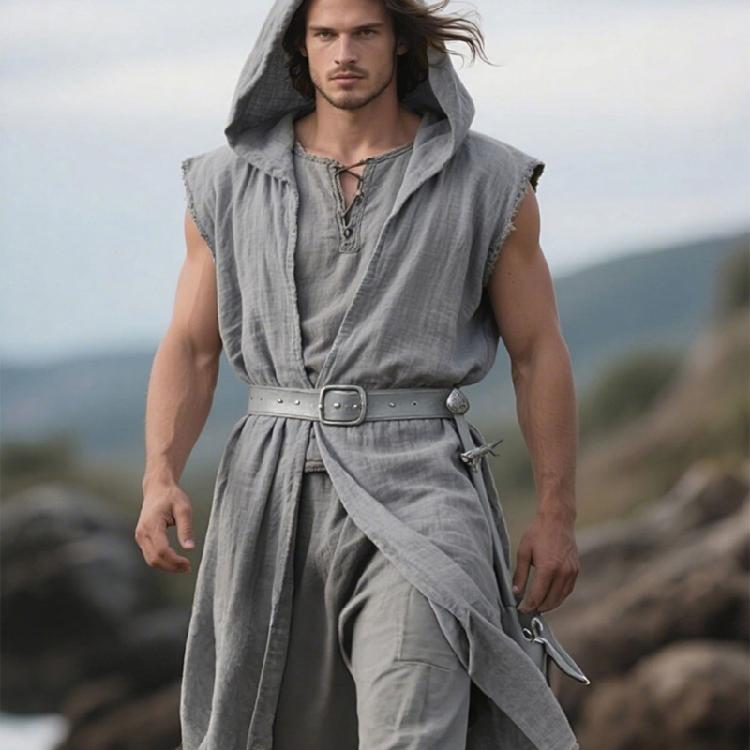 Historical Inspired Sleeveless Cotton Tunics Costume Top Breathable Roleplay Garment For Theater Medieval Themed Parties