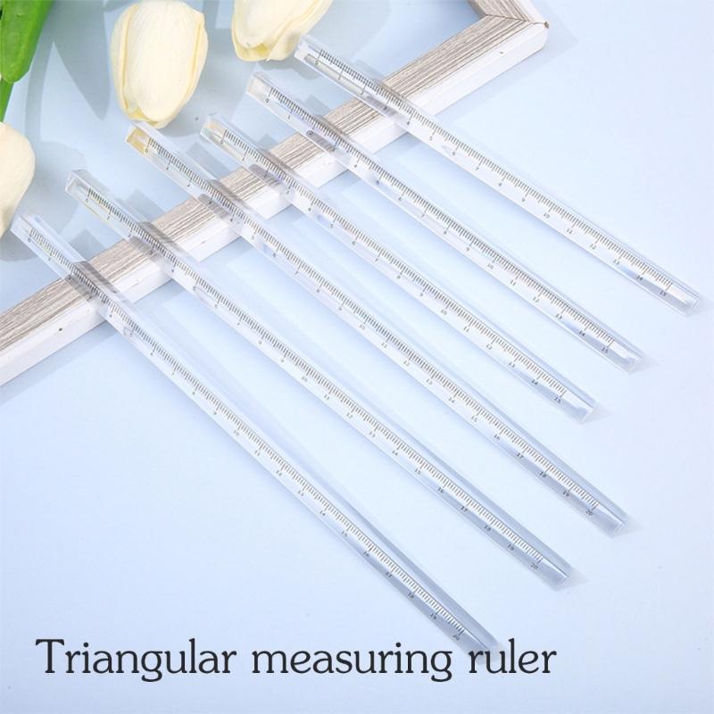 2Pcs Clear Triangular Scale Ruler 15cm 20cm Plastic Drawing Ruler Geometry Tool for Measuring Engineering Drawing