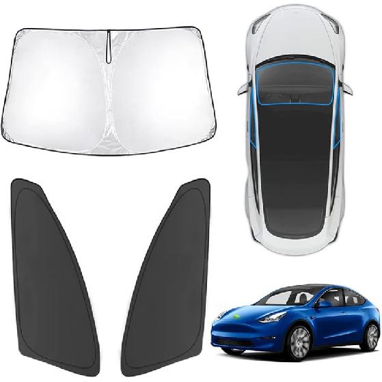 Karltys 3PCS Windshield Sun Shade For -2025 Hyundai Santa Cruz, 210T Thickened Front And Side Window Sunshade Cover  Fit Santa Cruz, Foldable Sun