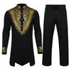 Men's Fashion Ethnic Style Robe Suit Men's Casual Hot Stamping Printed Robe Suit