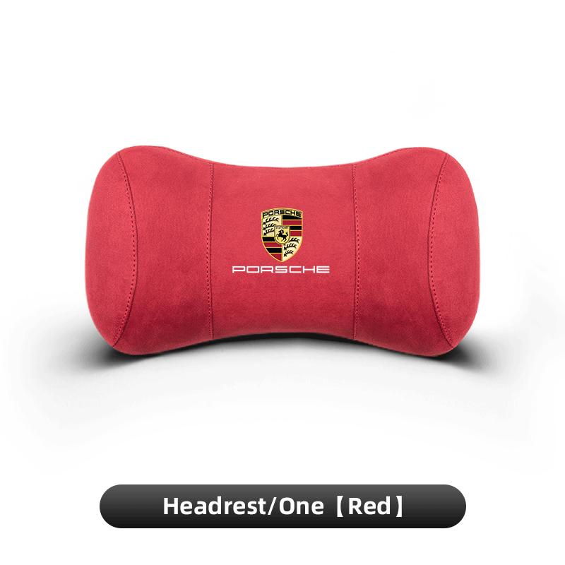 UQMW3 Car Seat Headrest Pad Auto Neck Pillow Lumbar Support For Porsche 911 718 Taycan Panamera Cayenne Macan Boxster Cayman Pajun 918
