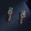 silver light luxury micro-inlaid zircon flowers earrings exaggerated super flash temperament bride wedding dress wedding