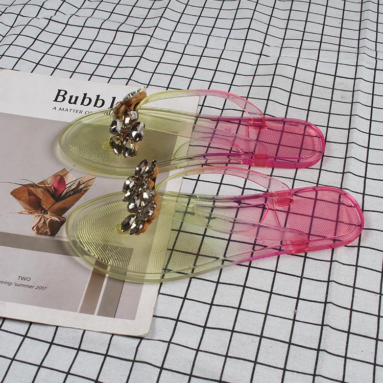 Yuzhihao Women s Rhinestone Flower Flat Summer Thong Sandals 38