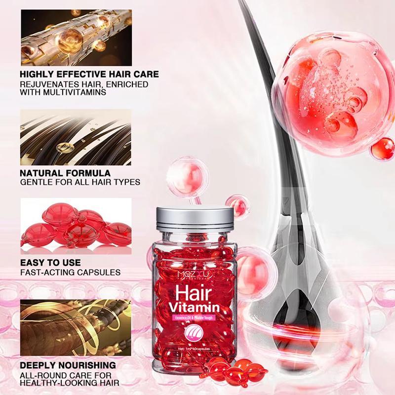 Haaröl 20 Kapseln - Haarvitamine A C E Pro B5 - Haarbehandlungsserum - Haarserum für krauses und geschädigtes Haar