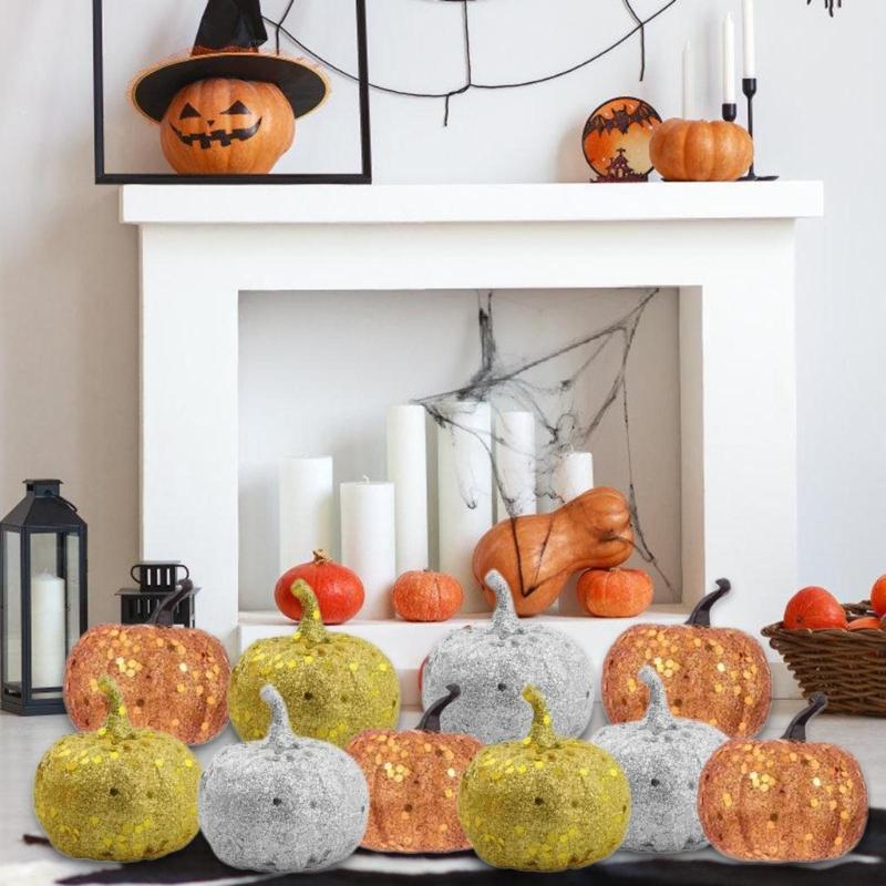 12Pcs Artificial Pumpkins Vegetable Photography Props for Fall Halloween Thanksgiving Porch Holiday Party Decorations