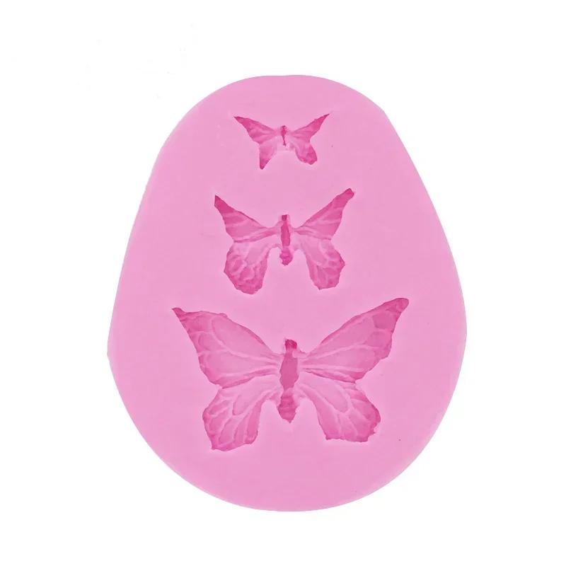 Three Butterfly Insects Flipping Sugar Silicone Mold Handmade Soap DIY Cake Decoration Chocolate Lace Baking Tool Molds