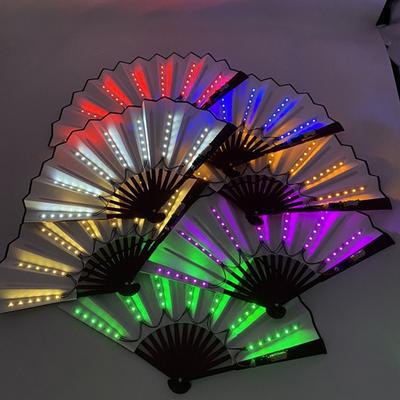Luminous Fan LED Ambiance Light Foldable 12V 8 Inch Glowing Strong Hinge KTV Bar Club Decoration Night Performance Prop Hand Fan
