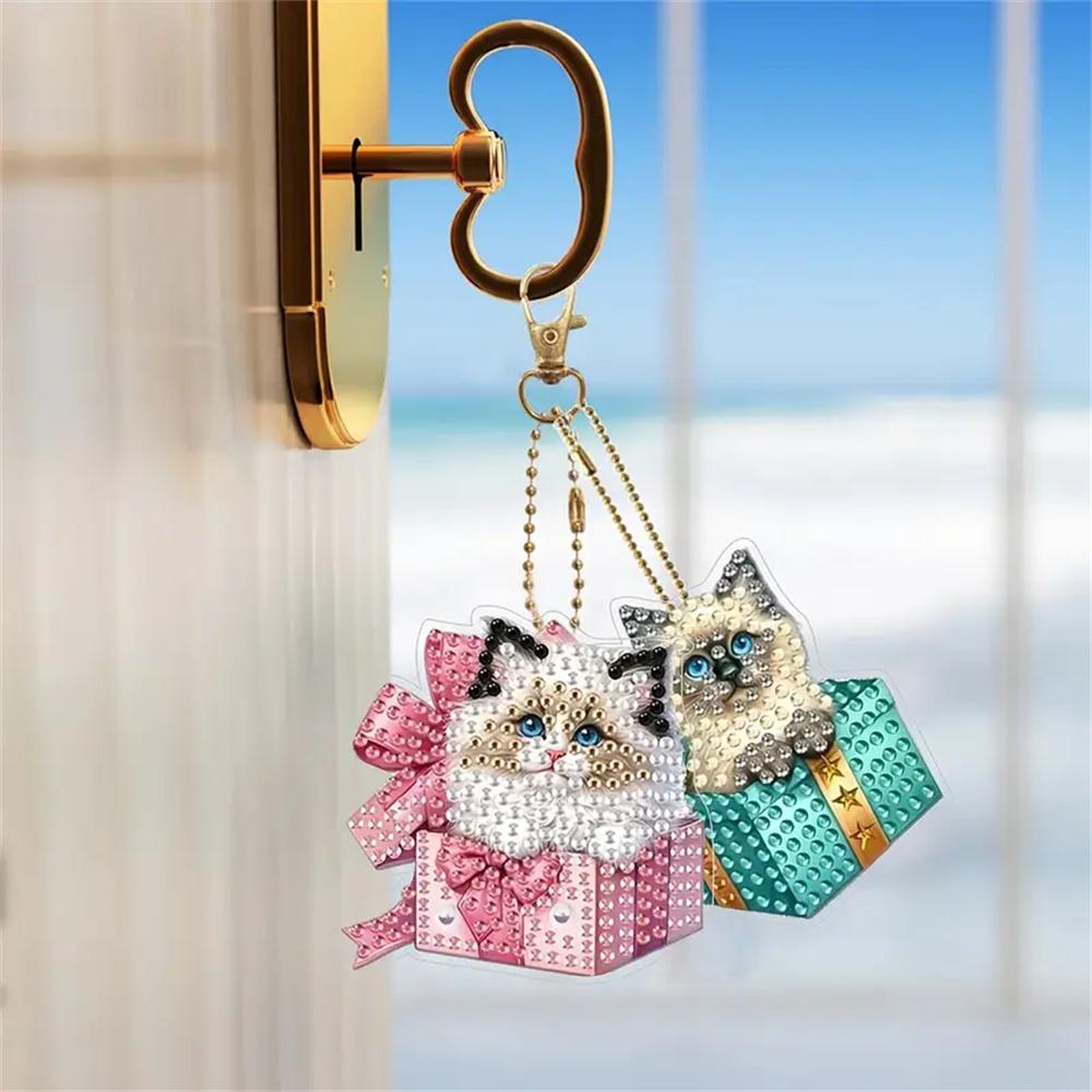 DIY Diamond Painting Keychains Per Set - Animal Theme, Suitable for Beginners, Diamond Kit Craft Supplies, Exquisite Gifts for Friends