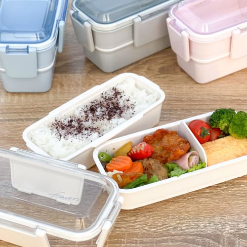 OSK DISH UP LUNCH Two-Tier Lunch Box, Pink [PCW-600S] Dishwasher and Microwave Safe with Dividers