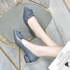 2025 autumn new fashion pointed square buckle temperament low heel single shoes first layer cowhide flat loafers work shoes