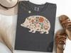 Hedgehog Floral Shirt, Retro Small Pet TShirt, Botanical Hedgehog Lover Tee, Vintage Hedgehog Silhouette T-Shirt, Cute Pet Gift Tee
