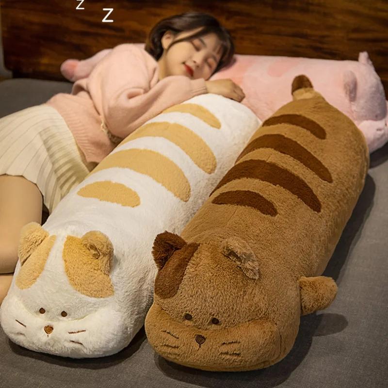 Soft Long Cat Pillow Plush Toys Stuffed Office Sleeping Cushion Bed Sleep Kitty Long Pillow Home Decor Gift Doll for Kids Girls