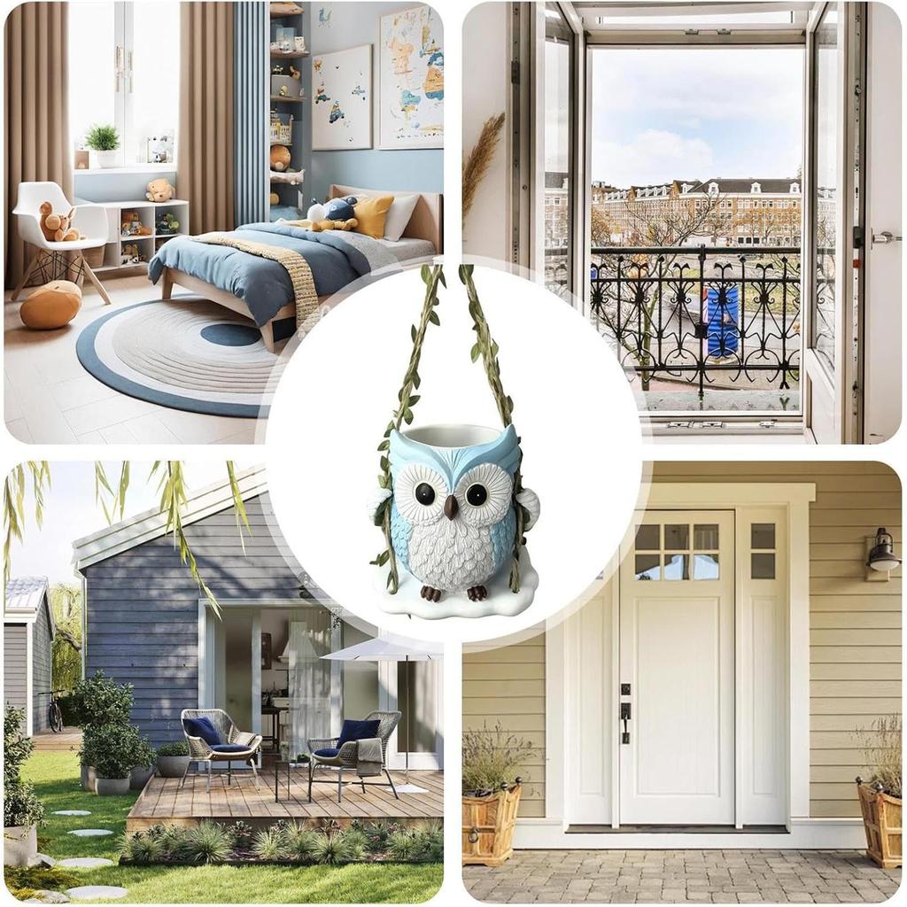 Cute Flower Pot - Swinging Owl Resin Home Decor, Animal Flower Pot, Suitable For Indoor Plants, Indoor And Outdoor Gardens, Terraces, Porches, Etc.