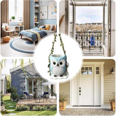Cute Flower Pot - Swinging Owl Resin Home Decor, Animal Flower Pot, Suitable For Indoor Plants, Indoor And Outdoor Gardens, Terraces, Porches, Etc.