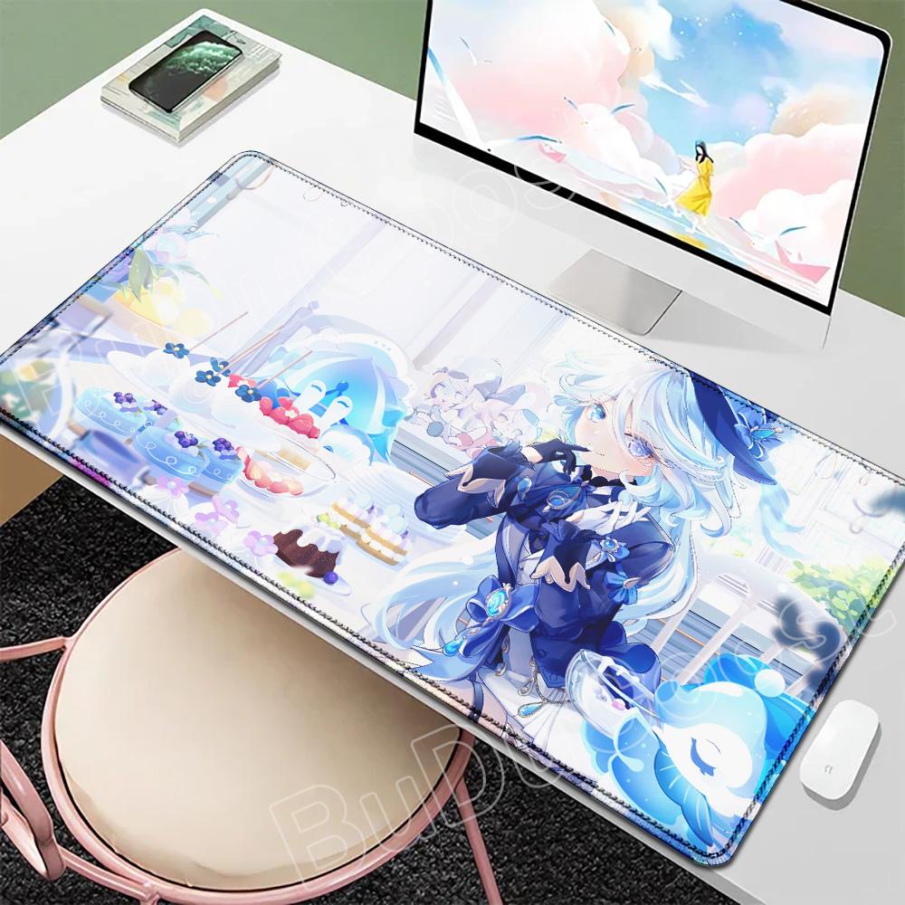 Neu eingetroffen Anime-Mädchen Furina Mauspads XL Genshin Impact Kawaii Mauspads Großes Gaming-Mauspad Tastatur Gummi Rutschfeste Schreibtischmatte