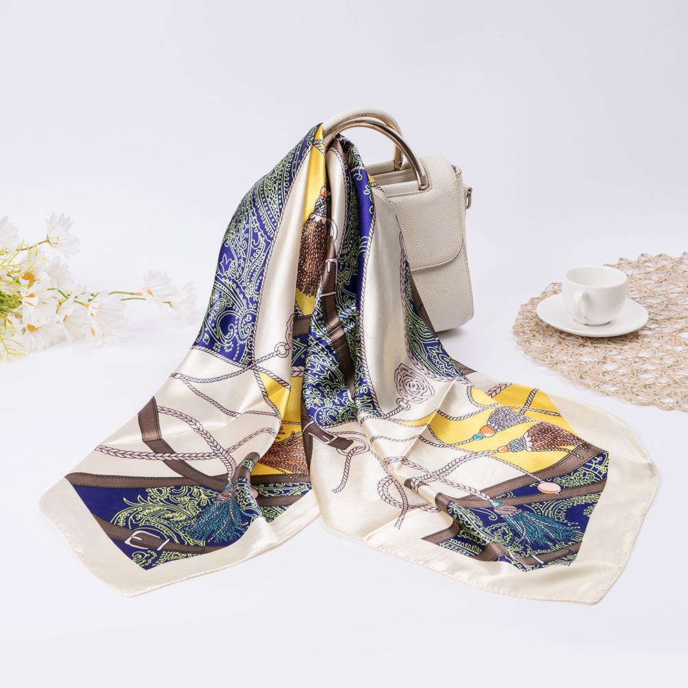 მაღალი ხარისხის ძვირადღირებული აბრეშუმის შარფები თავსაბურავი შარფები კისრის შარფი ქალებისთვის ჯაჭვი აბრეშუმის შარფი ქალის დეკორატიული შალი