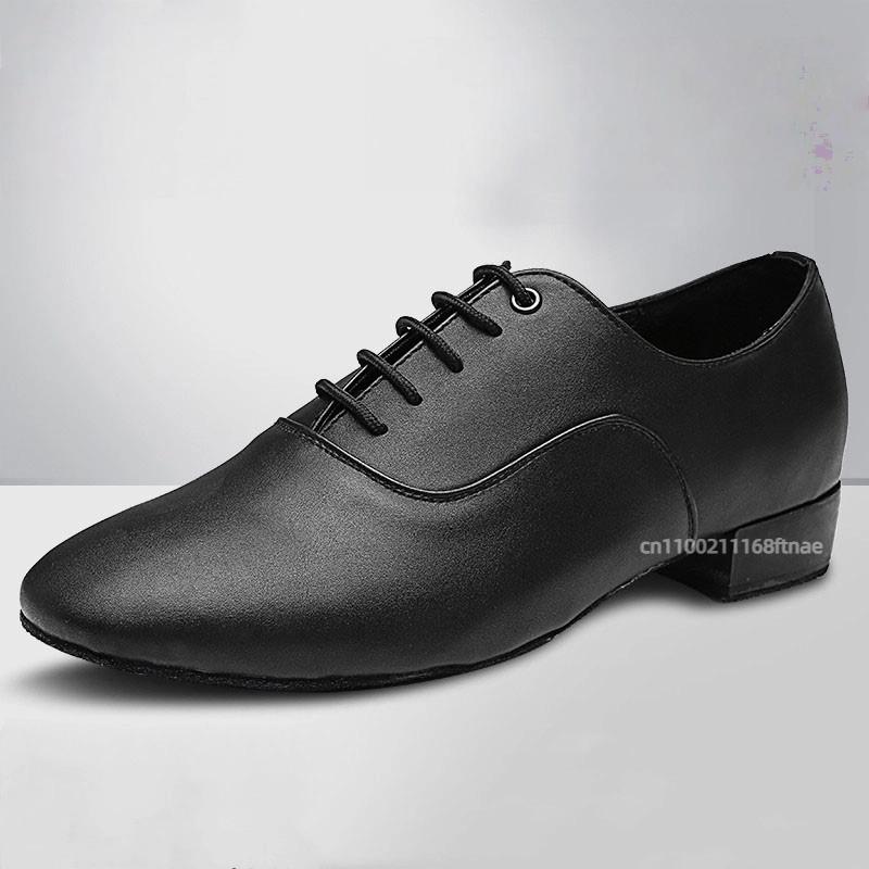Latin Dance Men's Shoes with a Soft Sole and a Mid Heel for Practicing Dance Skills, Group Social Dance, Modern Dance Shoes