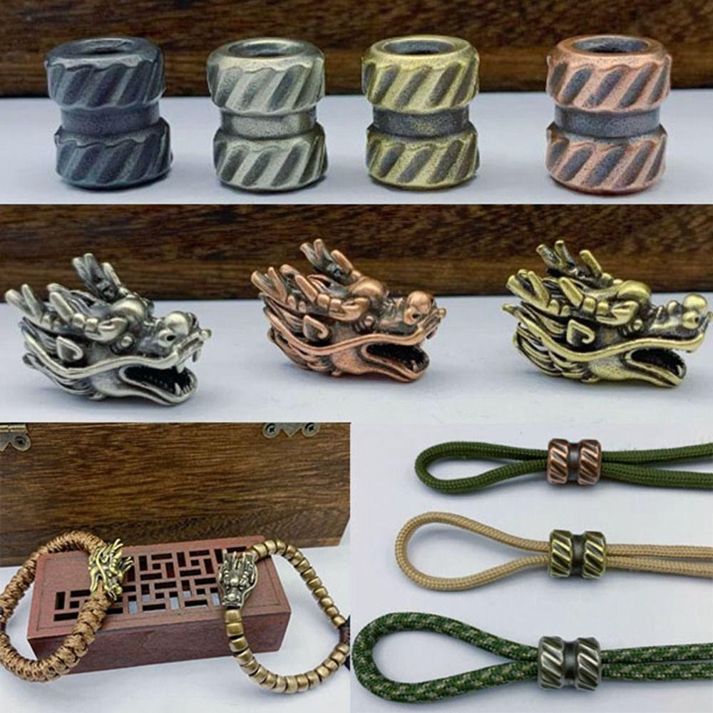 DIY Jewelry Accessories Retro Sculpture Bead Charms Brass Paracord Bead  EDC Outdoor Tool