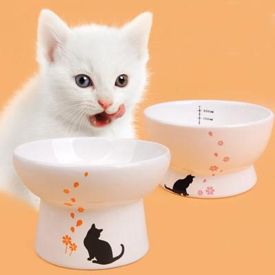 Ceramic Cat Bowl Creative Pet Drinking Feeder Food Dispenser Pet High Foot Bowl  Neck Protection