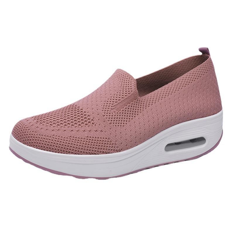 Women's one-pedal foot cover Lazy thick-soled heightening air cushion sports rocking shoes Flying woven mesh breathable casual women's shoes