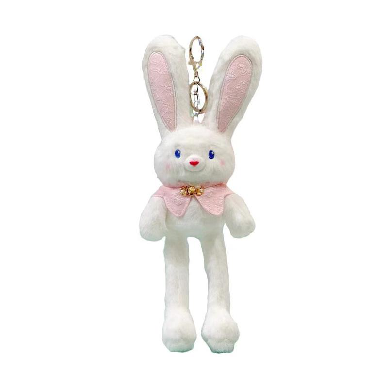 30cm Pull-Out Rabbit Keychain Plush Toy Cute Soft Stuffed Animal Bunny Doll Creative Backpack Clutches Pendant Kid Girl Boy Gift