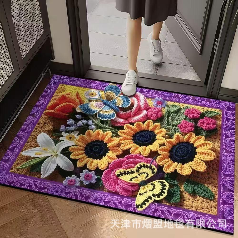 3D Flower Carpet Irregular Flower Shaped Water Absorbing Quick Drying Floor Mat Dirt Resistant and Wear-resistant Foot Mat