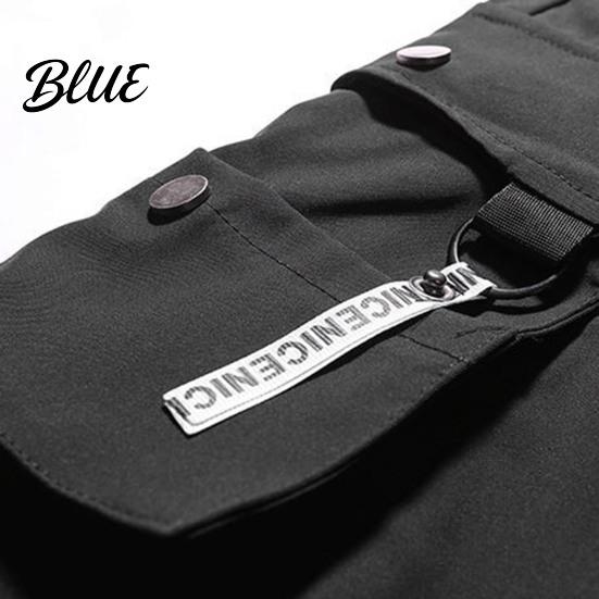 Loose Trousers Men Multiple Pockets Color Elastic Lining Solid Pants Plush Waist Warm Cargo