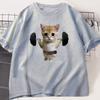 Funny Gym Sam Sulek Cat Tshirt for Unisex Women Cute Printed Tshirt Male Oversized Short Sleeve Cat Lover Tees Oversized Clothes