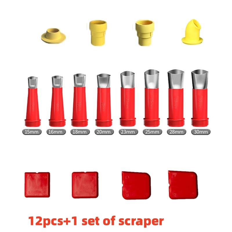 

Stainless Steel Glue Gun Caulk Nozzle Applicator Suit with Base for Bathroom Kitchen Doors and Windows Gap Sealing Spray Nozzle