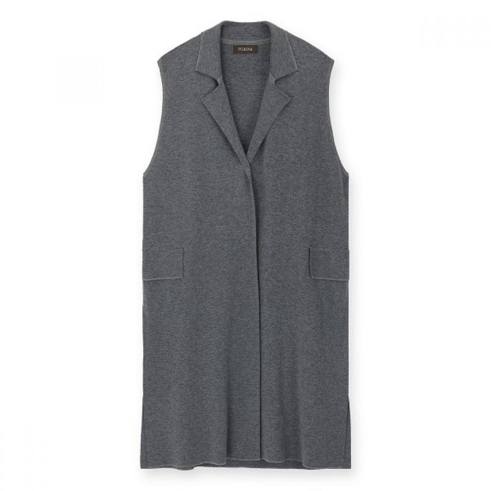 Furina Cash Touch Fine Wool Cotton Long Vest Grey/FREE
