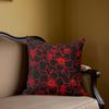 Crimson Bloom Square Jacquard Pillow Cover for Sofa Office Waist Cushion Cover Home Decorative Pillowcase
