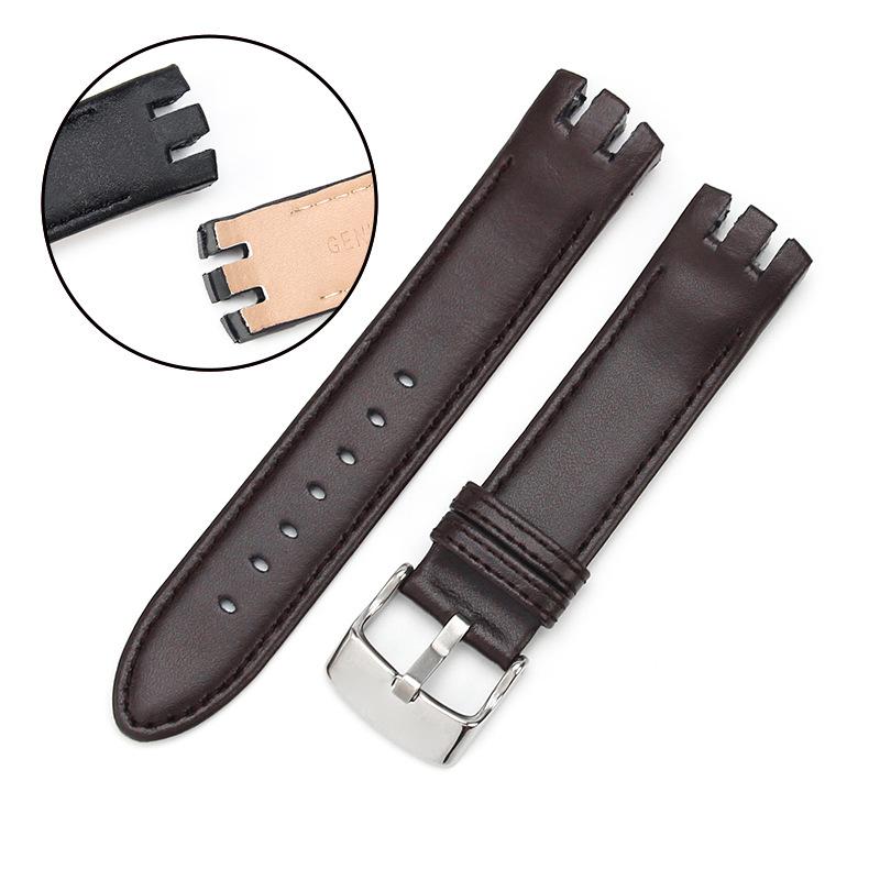 Genuine Leather for Swatch YTS401/402/409/713 YTB400 Pin/Folding Buckle Watchband Watch Strap Bracelet Watch Accessories 20mm