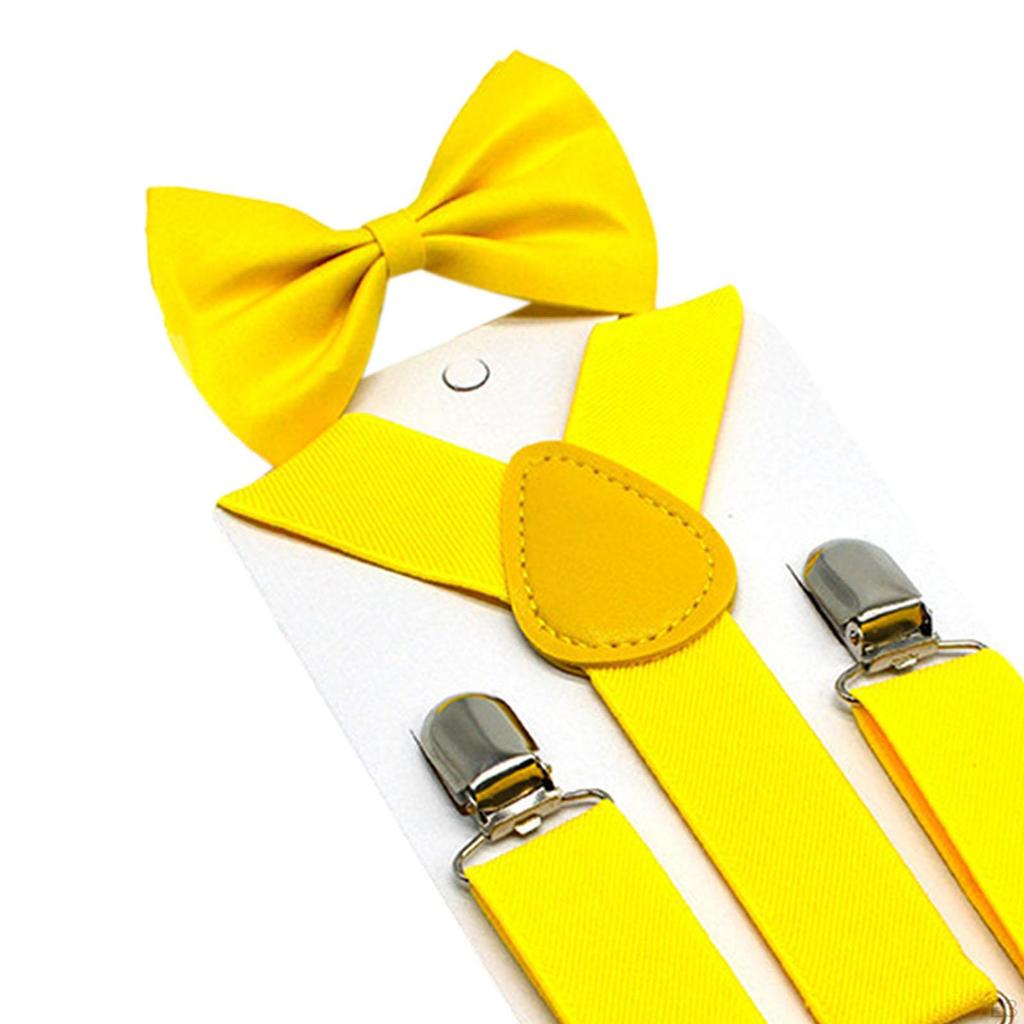 Kids Bow Tie Braces Y Back 3 Clips Adjustable Support for Formal Wear Party Jeans
