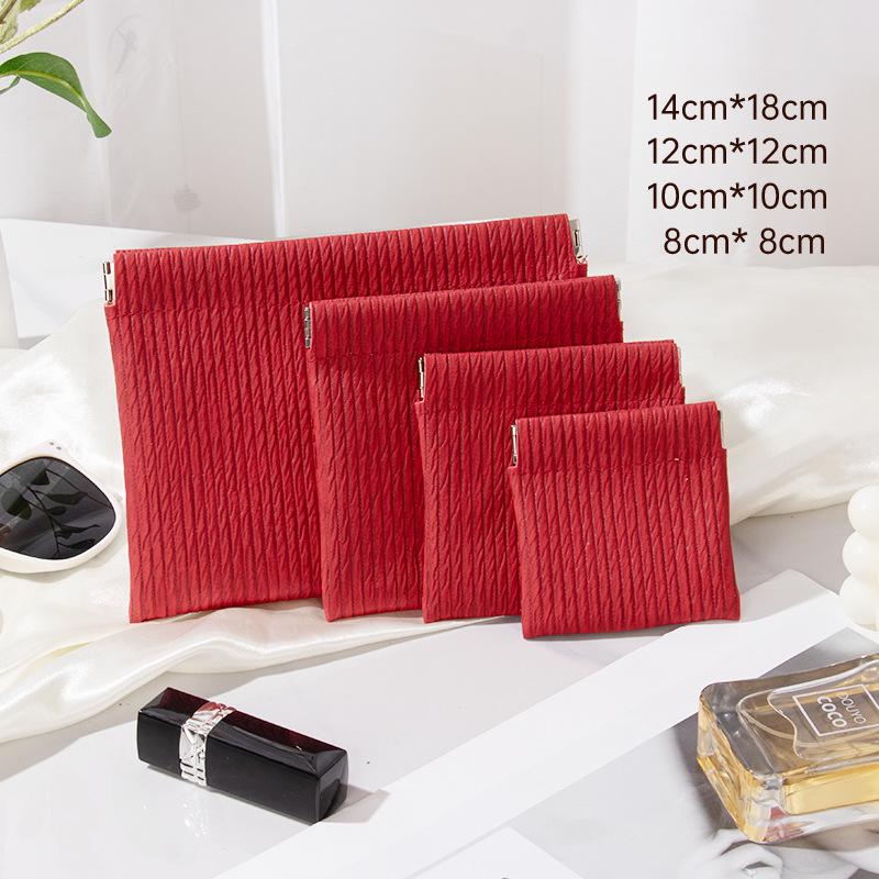 

Компактный кошелек для монет и ключница с застежкой-кнопкой 2025: Портативная косметичка с внутренним карманом 12x12 cm красный