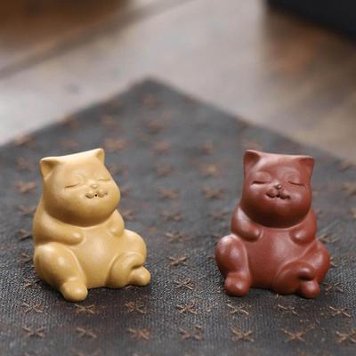 Miniature Cat Statue Art Small Animal Sculpture for Office Bathroom Cabinet