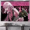 Anime Girls Picnic Tapestry Wall Hanging Lying on Colorful Grass Leaves Aesthetic Wall Art Bedroom Dorm Room Decor