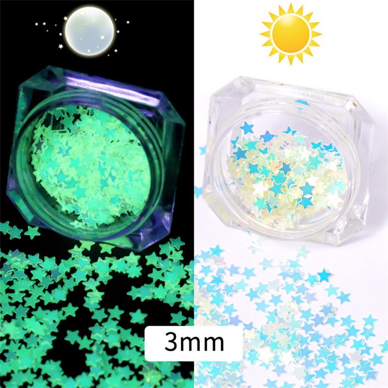

1Jar 3Mm Luminous Asterism Foil Flakes Nail Sequins Nail Art Decoration Manicure Tips Charms For Women Girls Diy Accessories star