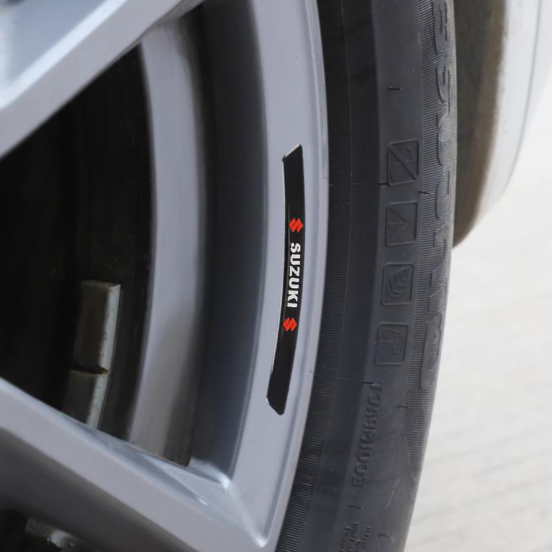 4Pcs 3D Aluminum Car Wheel Hub Sticker Tire Decorative Strip For Suzuki Swift Vitara Baleno Jimny Samurai SX4 Alto Splash Kaiser