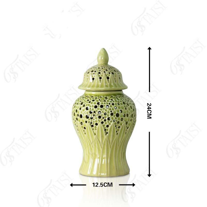 Pote de Cerâmica Oco Dourado Tanque de Armazenamento Pote de General Vaso de Flores Artesanato de Porcelana Acessórios de Decoração para Casa