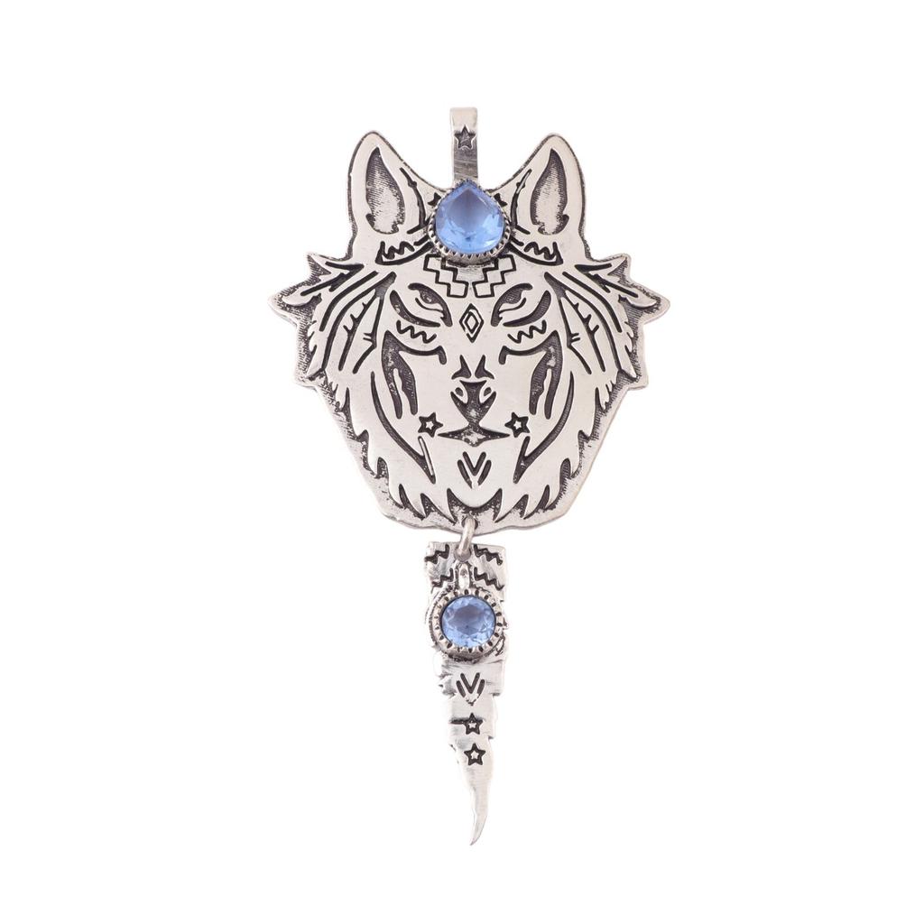 Natural Blue Tanzanite Gemstone 925 Stamped Silver Handmade Jewelry Pendant 4" CP-26-9