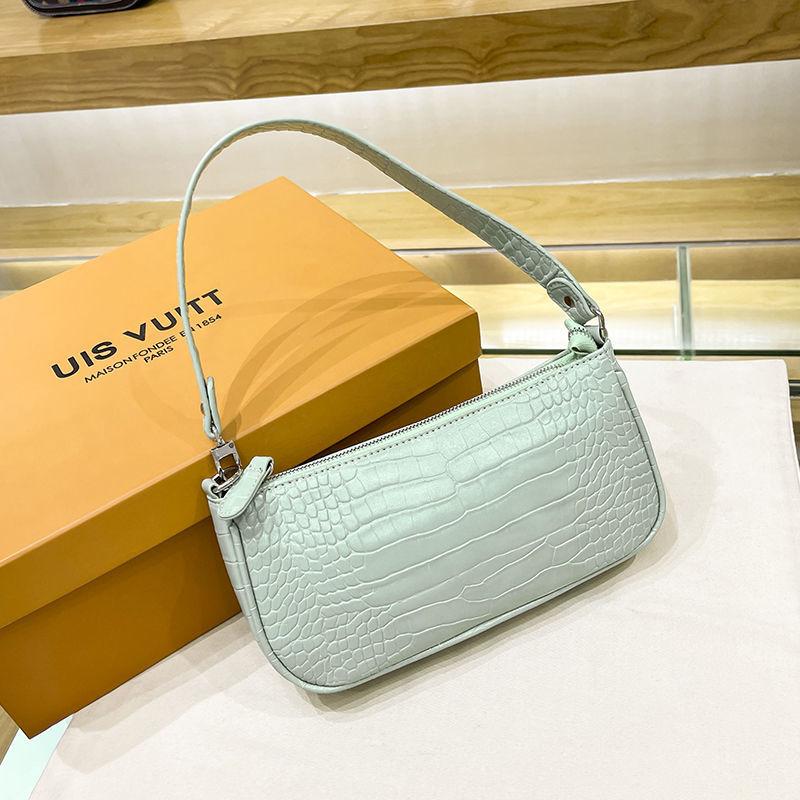 French Design Ladies Retro Armpit Bag Crocodile Pattern PU Leather Women Shoulder Bags Solid Color Girls Clutch Purse Handbags