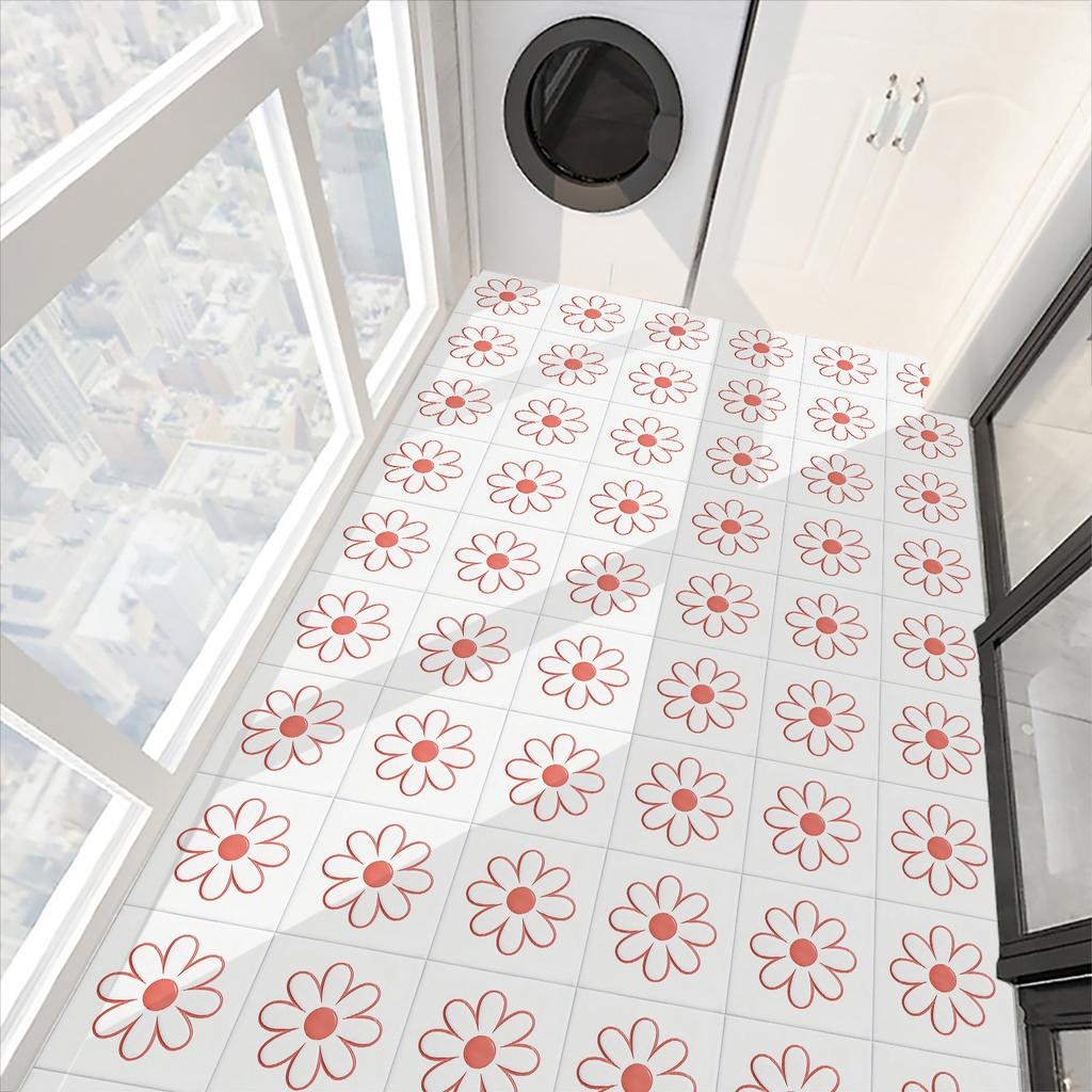 10Pcs Shiny Crystal Gloss Surface Little Daisy Tile Stickers Waterproof Peel and Stick Wall Decals Protective Film Kitchen Backsplash Bathroom