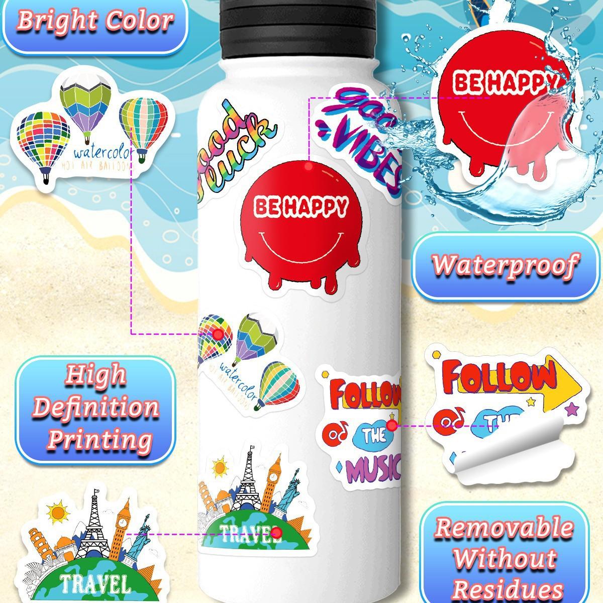 

600 Наклеек для смешивания и сочетания цветов дофамина, водонепроницаемые декоративные наклейки для DIY, коробка для хранения игрушек, холодильник, плоские декоративные наклейки