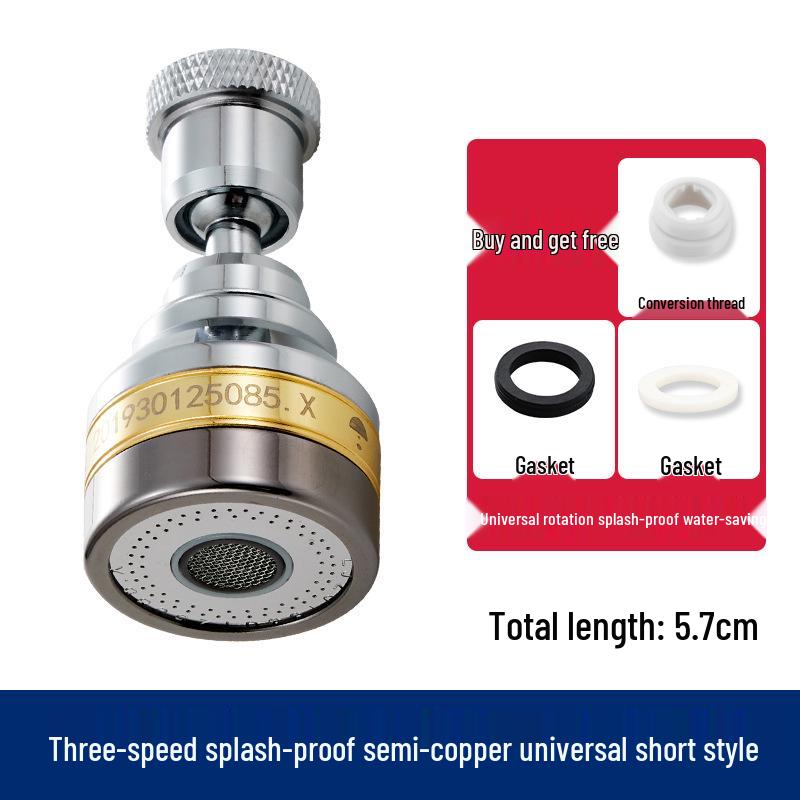 Splash-Proof Copper Kitchen Faucet Extension Nozzle with Pressurized Shower Head Aerator