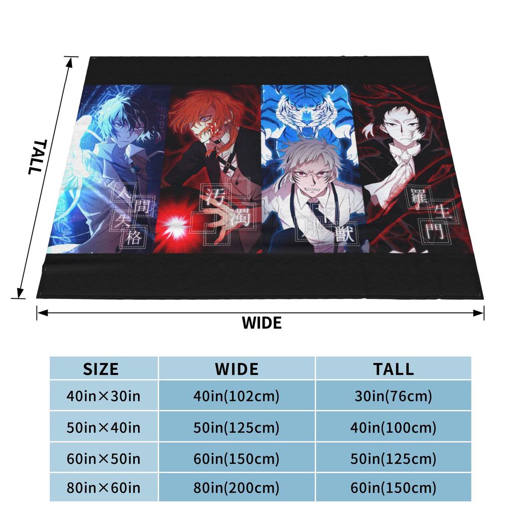Chuuya Nakahara Osamu Dazai Blankets Flannel Autumn/Winter Anime Soft Throw Blankets for Bed Outdoor Bedspread