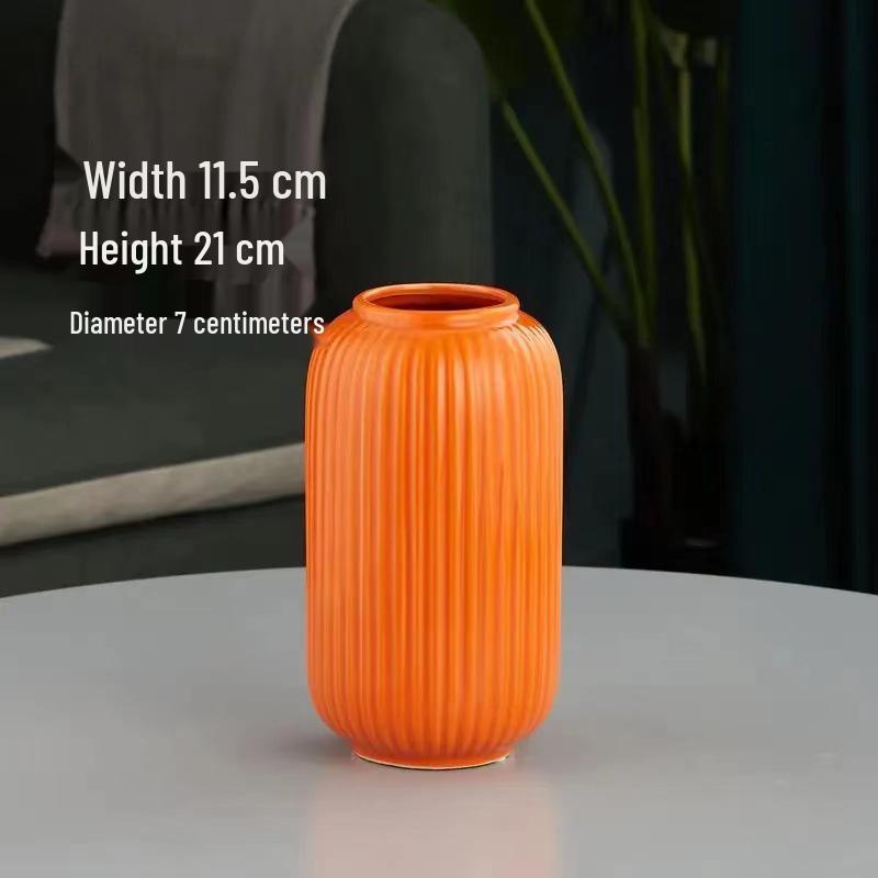 Modern White Striped Ceramic Vase for Minimalist Living Room Decor and Dining Table Display