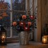 Spooky Party Decorations Halloween Artificial Branch with Pumpkin And Eyeball, Black Glitter Fake Twig Realistic Patterns Maple Leaves for Gothic Vase
